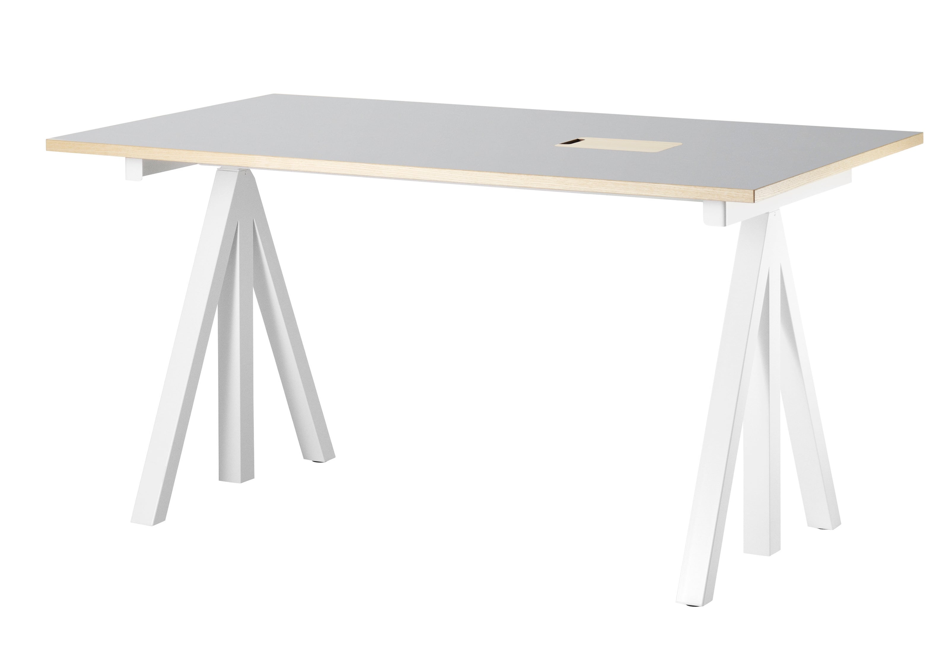 Work desks 140x78 White/Light grey linoleum with edging in ash