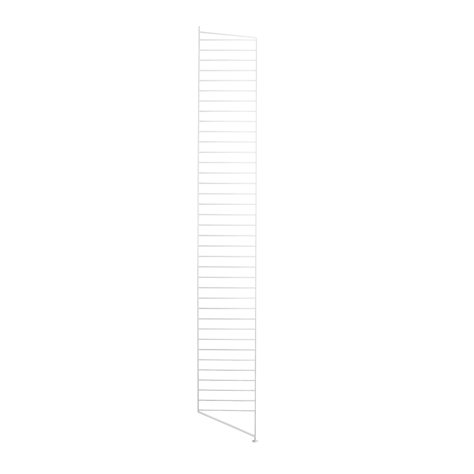 The floor panels are available in three heights, 85 cm, 115 cm, 200 cm along with one depth, 30 cm. The panels are the base when building your string shelf. When the panels are decided you can start adding products with 30 cm depth from String® System. Choose among shelves, cabinets, drawers, magazine shelves and more. The foot of the floor panel rests against the floor which makes the shelf stable while appearing light and airy. Make your shelf even more functional and unique by adding organizers, knife holder or a magazine holder, which all are placed on the panel’s threads. The panels come in two different packaging’s, either with one floor panel or two floor panels.