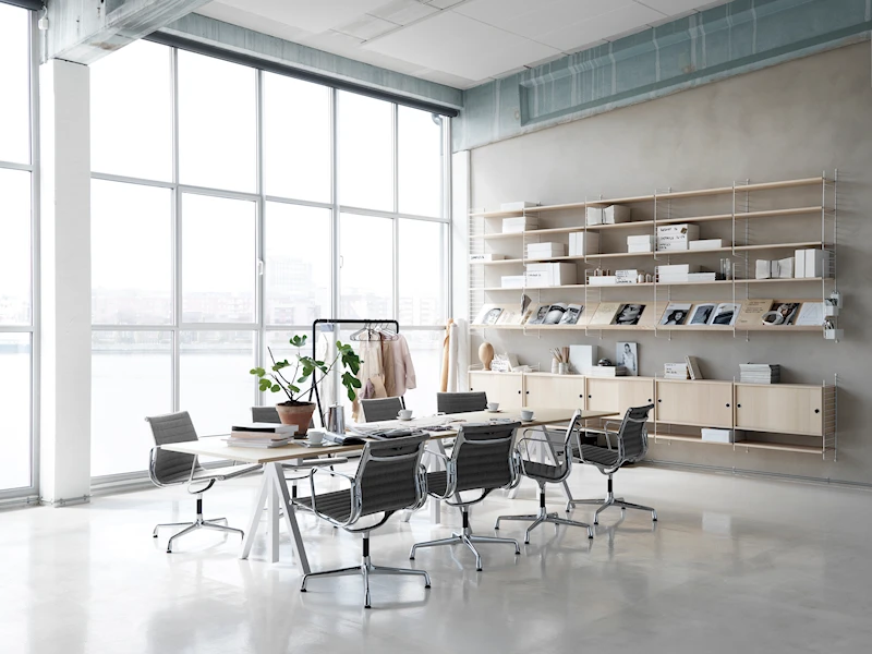 Height-adjustable conference tables 360x90 White/Ash