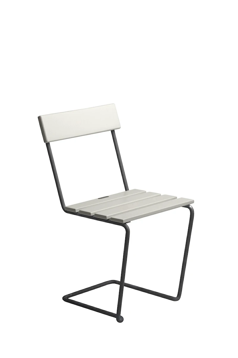 Chair 1 - White lacquered oak with hot galvanized base