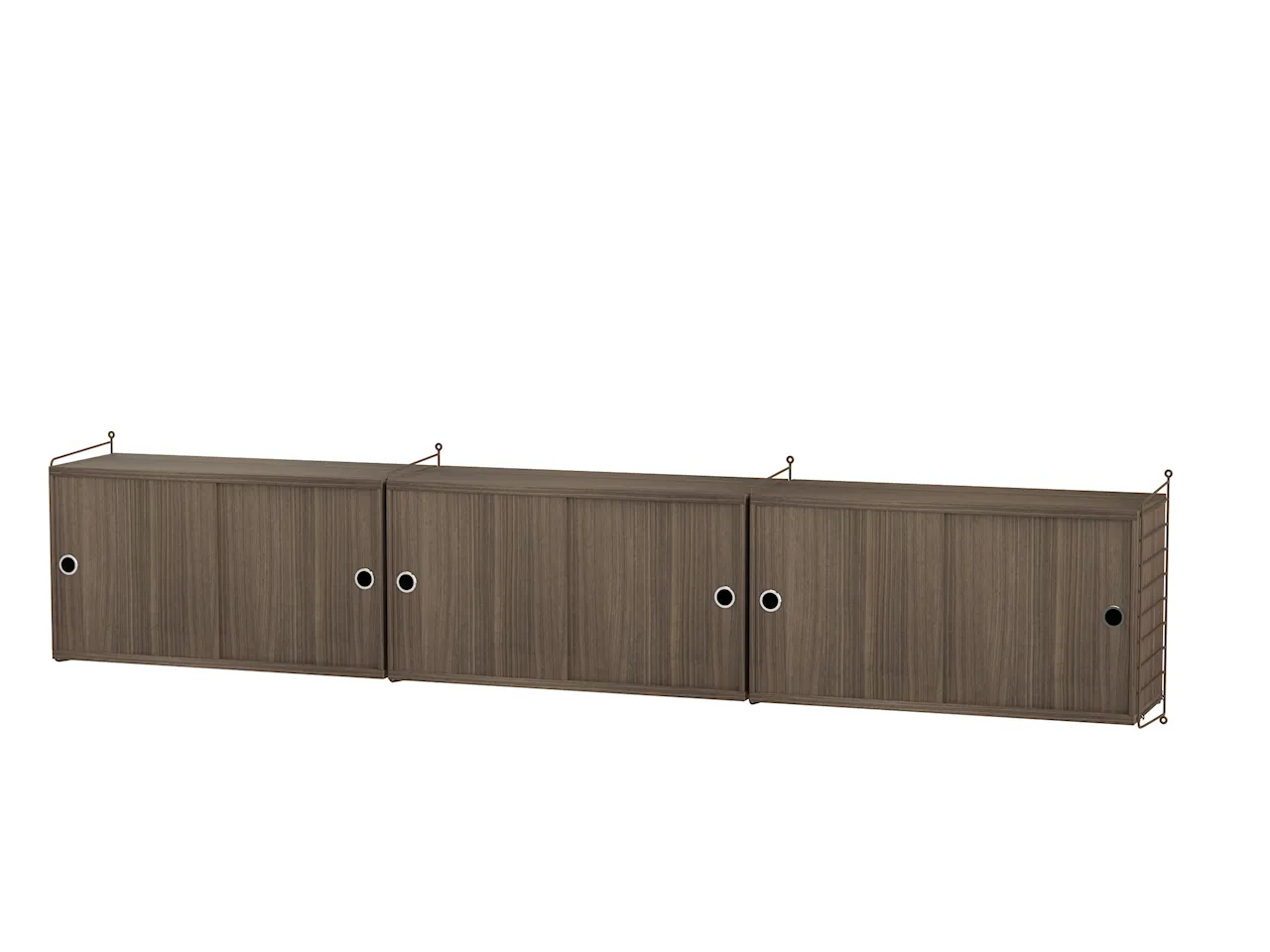Product Image for String Vardagsrum D Brun/Valnöt Vägghängt sideboard med tre skåp, 240cm