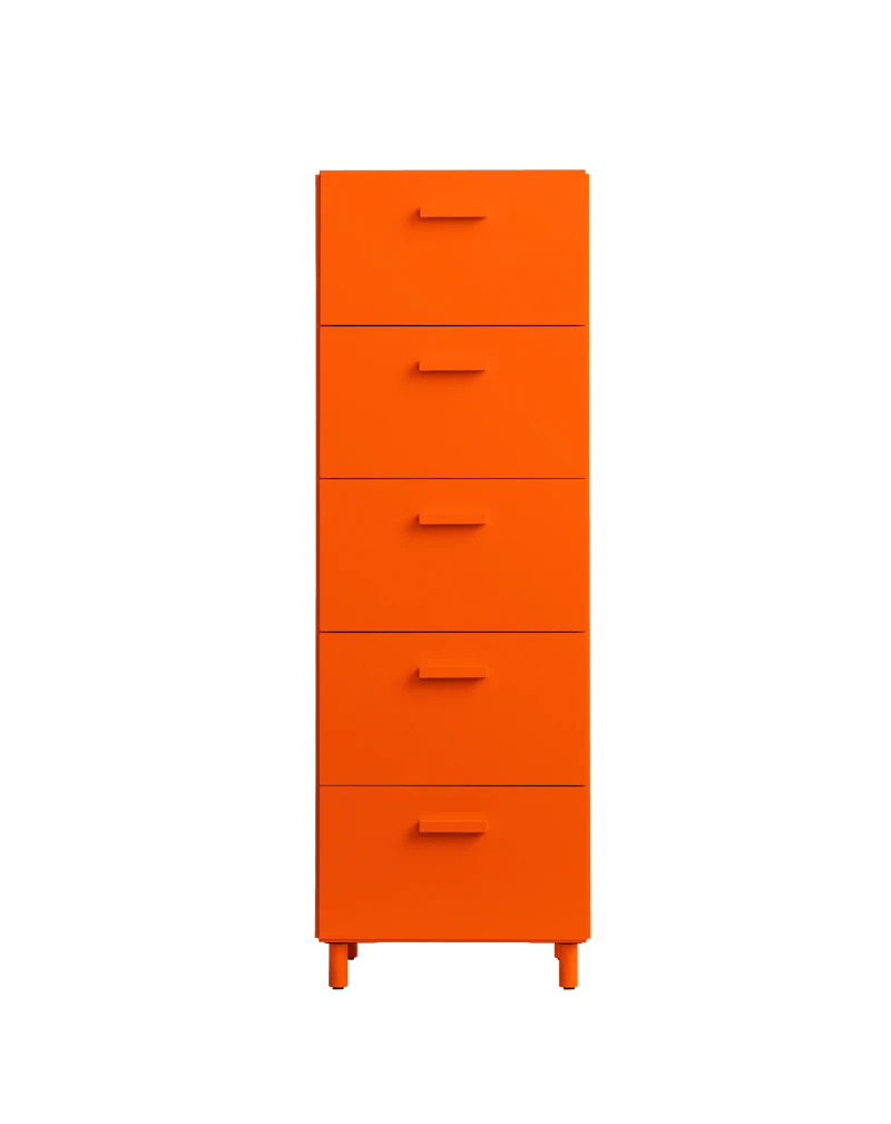 Relief Chest of drawers, tall  Orange