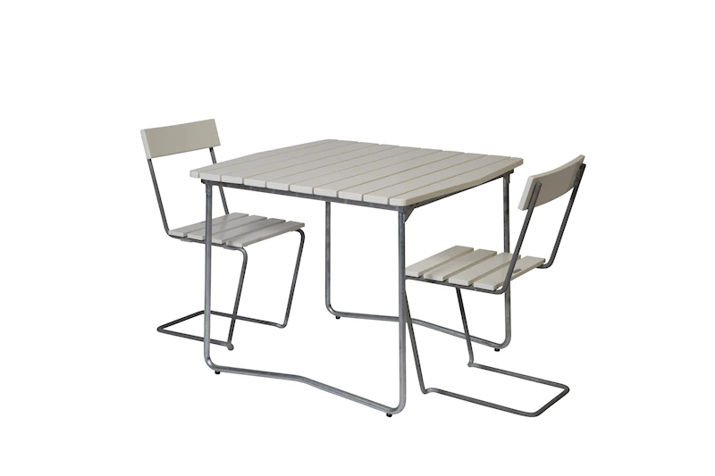 Table B31 84 - 2x Chair 1 White Oak/Galvanized