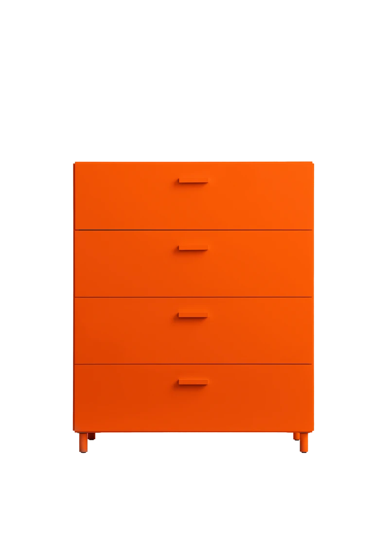 Relief Chest of drawers, wide  Orange