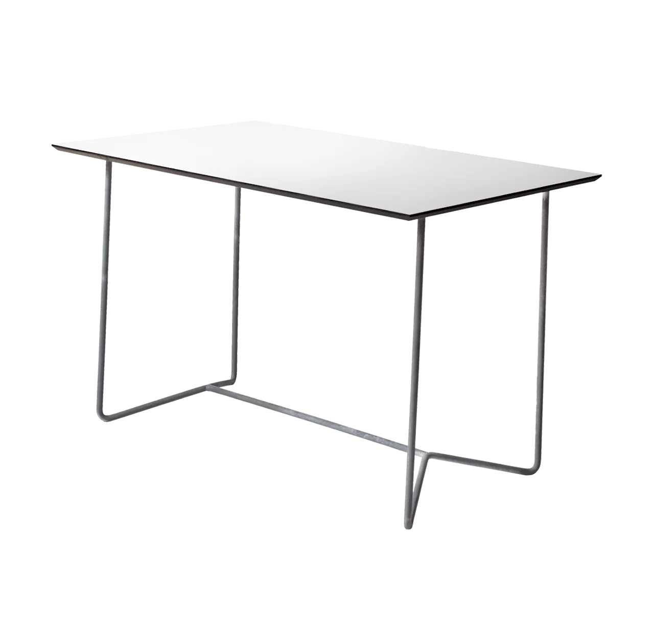 Bord High Tech 110 - Vit laminat med varmförzinkat stativ