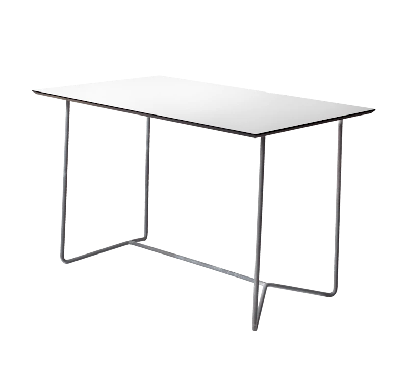 High Tech Table 110 - Compact white laminate with hot galvanized base