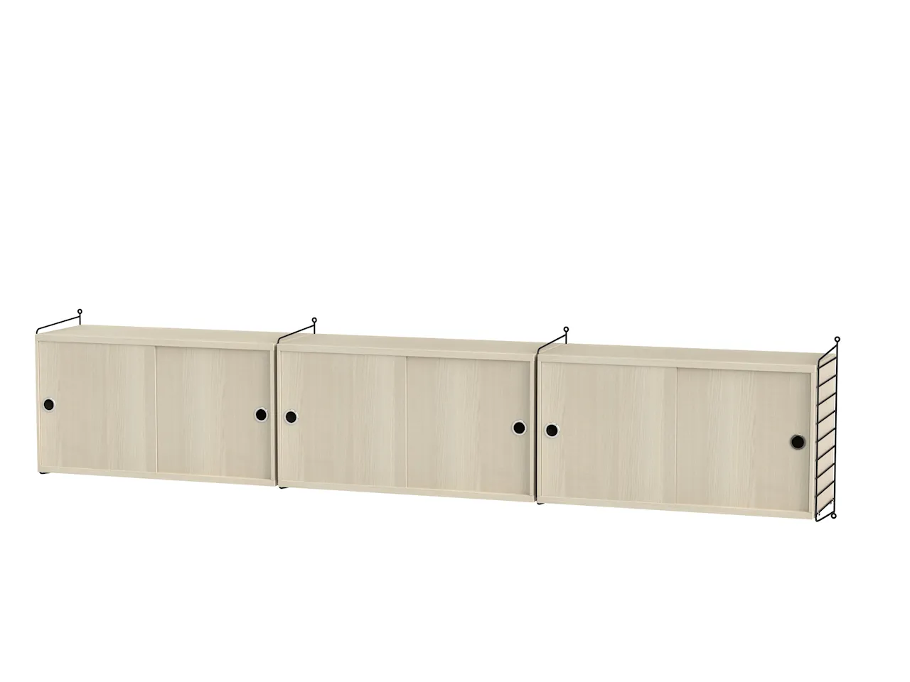 Product Image for String Vardagsrum D Svart/Ask Vägghängt sideboard med tre skåp, 240cm