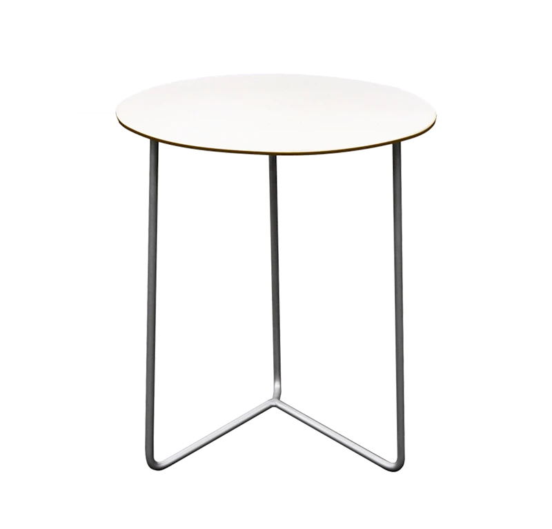 High Tech Table 60 - Compact white laminate with hot galvanized base