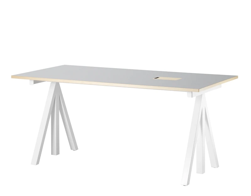 Work desks 160x78 White/Light grey linoleum with edging in ash